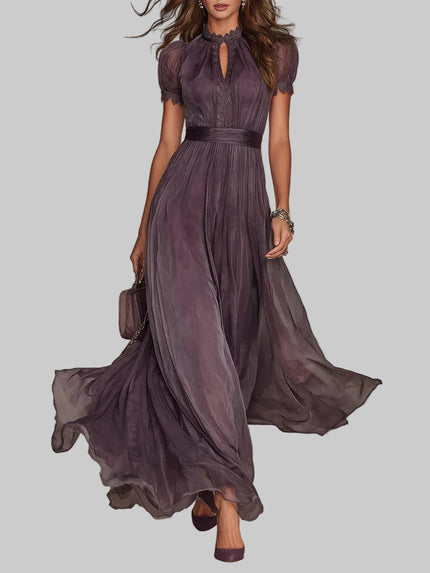 Women's Pleated Evening Dress Maxi - Purple