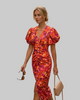 Women's Puff Sleeve Dress Midi