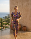 Women's Puff Sleeve Dress Midi