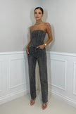 Women's Sequin Party Jumpsuit Strapless