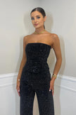 Women's Sequin Party Jumpsuit Strapless