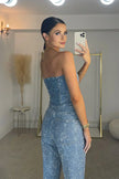 Women's Sequin Party Jumpsuit Strapless