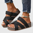 Women's Snake Print Sandals Orthopedic - Black