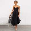 Women's Spaghetti Strap Dress Midi - Black Back