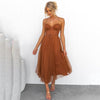 Women's Spaghetti Strap Dress Midi - Brown