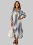 Women's Striped Shirt Dress Maxi