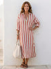 Women's Striped Shirt Dress Maxi