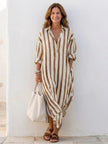 Women's Striped Shirt Dress Maxi
