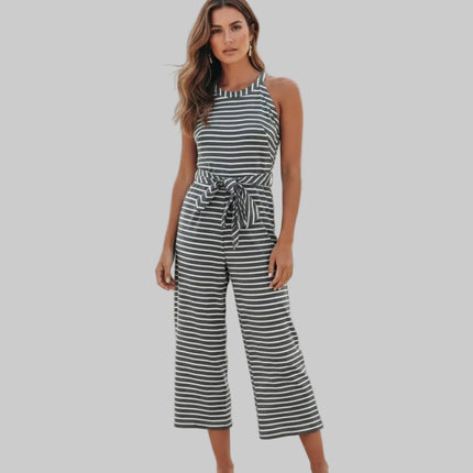 Women's Striped Summer Jumpsuit Sleeveless