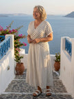 Women's Striped V Neck Dress Maxi