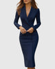 Women's Tailored Blazer Dress Midi - Navy Blue