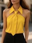 Women's Tie Neck Summer Blouse Sleeveless