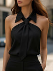 Women's Tie Neck Summer Blouse Sleeveless