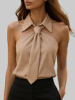Women's Tie Neck Summer Blouse Sleeveless