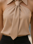 Women's Tie Neck Summer Blouse Sleeveless