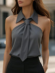 Women's Tie Neck Summer Blouse Sleeveless