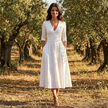 Women's V-Neck Elegant Dress Midi
