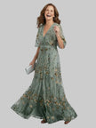 Women's V-Neck Evening Dress Maxi