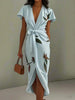 Women's V-Neck Floral Dress Midi