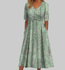 Women's V-Neck Floral Dress Midi