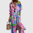 Women's Vibrant Boho Dress Maxi - Blue Floral