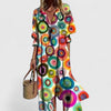 Women's Vibrant Boho Dress Maxi - Multicolor Circles