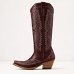 Women's Western Cowboy Boots Embroidered - Burgundy