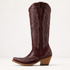 Women's Western Cowboy Boots Embroidered - Burgundy