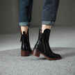 Women's Zip Ankle Boots Chunky Heel
