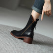 Women's Zip Ankle Boots Chunky Heel
