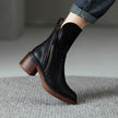 Women's Zip Ankle Boots Chunky Heel