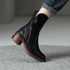 Women's Zip Ankle Boots Chunky Heel