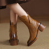 Women's Zip Ankle Boots Chunky Heel