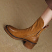 Women's Zip Ankle Boots Chunky Heel