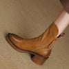 Women's Zip Ankle Boots Chunky Heel