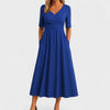 Women's Pleated Wrap Dress Midi - Blue
