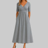 Women's Pleated Wrap Dress Midi - Gray