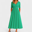 Women's Pleated Wrap Dress Midi - Green