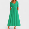 Women's Pleated Wrap Dress Midi - Green