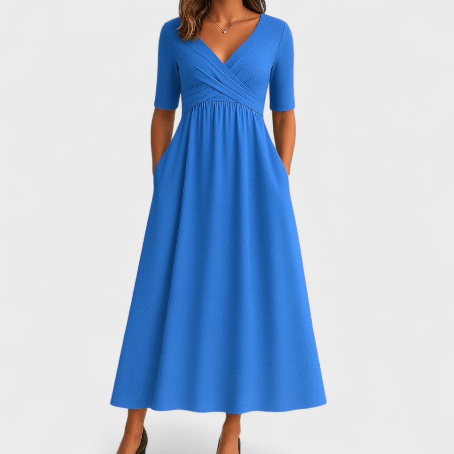 Women's Pleated Wrap Dress Midi