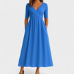 Women's Pleated Wrap Dress Midi - Light Blue
