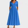 Women's Pleated Wrap Dress Midi - Light Blue
