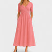 Women's Pleated Wrap Dress Midi - Pink