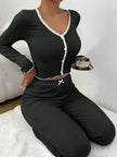Women's V-Neck Pajama Set - Black