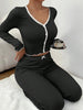 Women's V-Neck Pajama Set - Black
