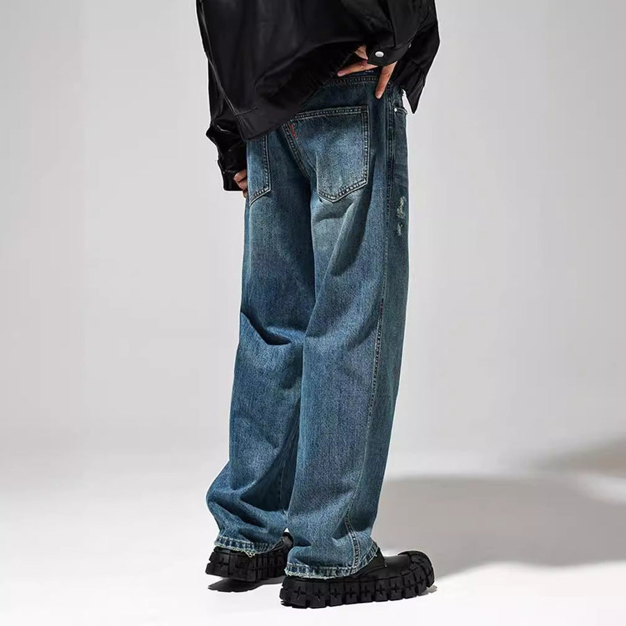 Men's Wide Leg Jeans Baggy Distressed