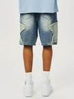 Men’s Denim Shorts with Frayed Accents