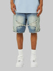 Men’s Denim Shorts with Frayed Accents