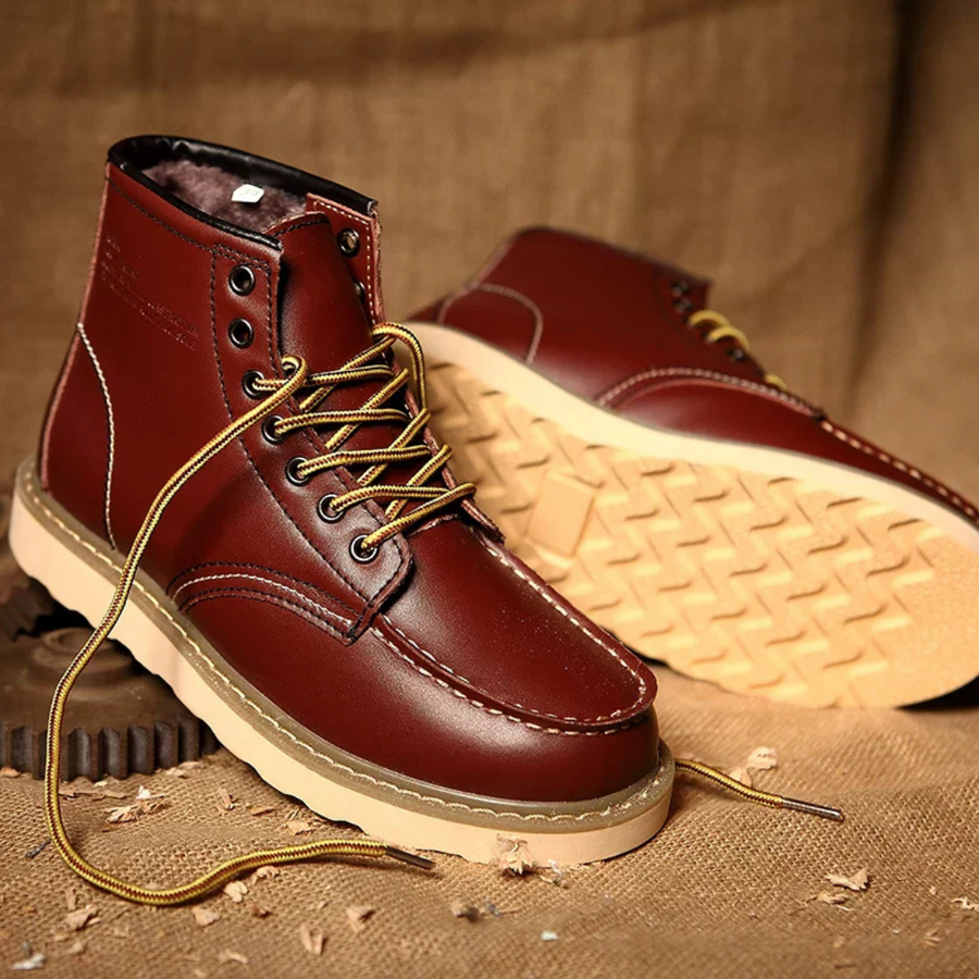 Men's Leather Ankle Boots Lace Up