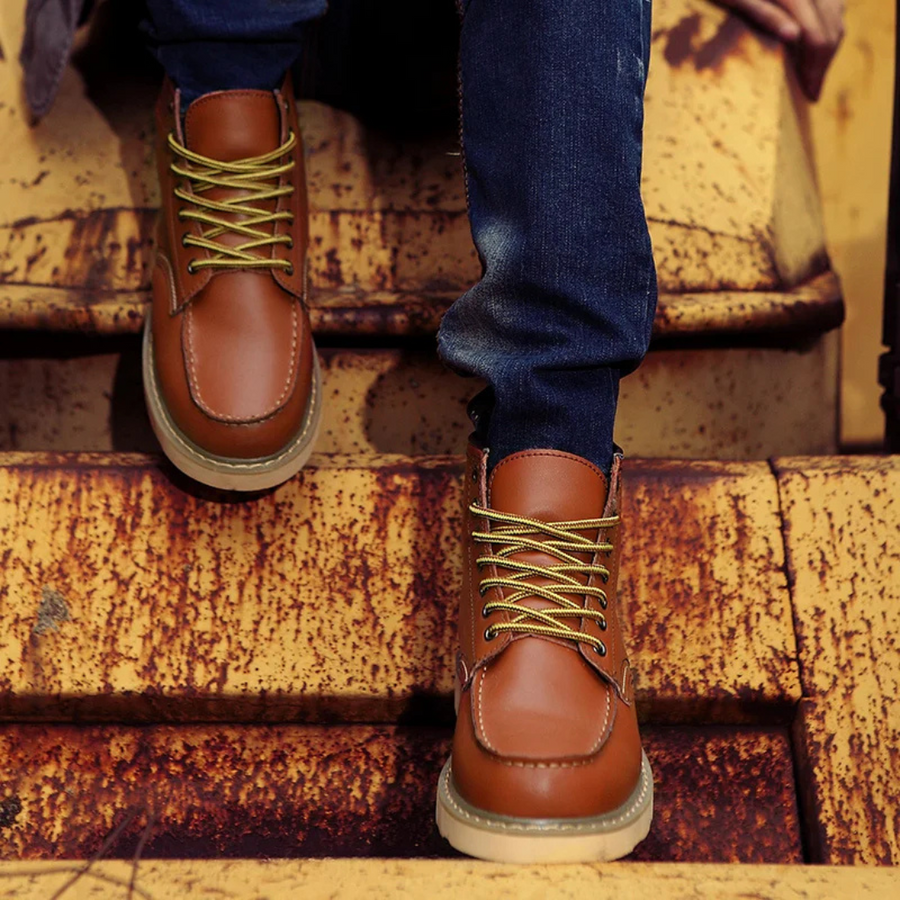Men's Leather Ankle Boots Lace Up